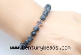 CGB9433 8mm, 10mm matte snowflake obsidian & cross hematite power beads bracelets