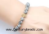 CGB9450 8mm, 10mm matte dalmatian jasper & cross hematite power beads bracelets