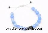 CGB9481 8mm, 10mm blue banded agate & rondelle hematite adjustable bracelets