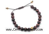 CGB9503 8mm, 10mm red tiger eye & drum hematite adjustable bracelets