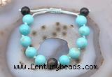 CGB9624 12mm round blue howlite & golden obsidian adjustable bracelets