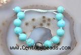 CGB9625 12mm round blue howlite & eagle eye jasper adjustable bracelets