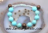 CGB9627 12mm round blue howlite & bronzite adjustable bracelets