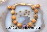 CGB9702 12mm round picture jasper & amethyst adjustable bracelets