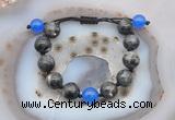 CGB9807 12mm round black labradorite & candy jade adjustable bracelets