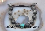 CGB9829 12mm round black labradorite & blue sea sediment jasper adjustable bracelets