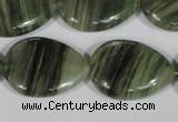 CGH57 15.5 inches 22*30mm flat teardrop green hair stone beads