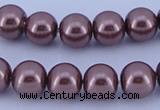 CGL126 5PCS 16 inches 12mm round dyed glass pearl beads wholesale