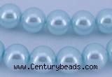 CGL342 10PCS 16 inches 4mm round dyed glass pearl beads wholesale