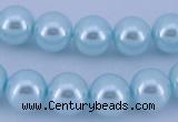 CGL346 5PCS 16 inches 12mm round dyed glass pearl beads wholesale