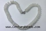 CGN170 20 inches 7*12mm - 9*12mm tyre matte white crystal necklaces