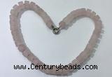 CGN171 20 inches 7*12mm - 9*12mm tyre matte rose quartz necklaces