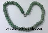 CGN180 20 inches 7*12mm - 9*12mm tyre matte green aventurine necklaces