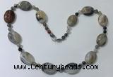CGN215 22 inches 6mm round & 18*25mm oval agate necklaces