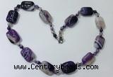 CGN234 22 inches 6mm round & 18*25mm rectangle agate necklaces