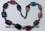 CGN241 22 inches 6mm round & 18*25mm rectangle agate necklaces