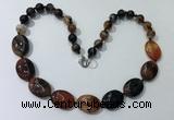 CGN252 20.5 inches 8mm round & 18*25mm oval agate necklaces