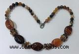 CGN273 18.5 inches 8mm round & 18*25mm oval agate beaded necklaces