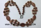 CGN292 24.5 inches chinese crystal & goldstone beaded necklaces