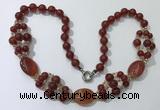 CGN293 24.5 inches chinese crystal & red agate beaded necklaces