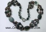 CGN296 24.5 inches chinese crystal & Indian agate beaded necklaces