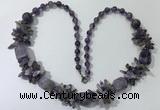 CGN301 27.5 inches chinese crystal & amethyst beaded necklaces