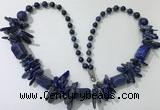 CGN313 27.5 inches chinese crystal & lapis lazuli beaded necklaces