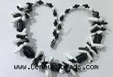 CGN317 chinese crystal, white porcelain & black agate beaded necklaces