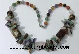 CGN332 20.5 inches chinese crystal & mixed gemstone beaded necklaces