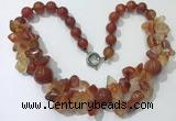 CGN372 19.5 inches round & chips red agate beaded necklaces