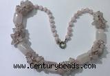 CGN385 23 inches chinese crystal & rose quartz beaded necklaces