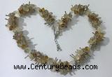 CGN402 19.5 inches chinese crystal & citrine chips beaded necklaces