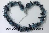 CGN413 19.5 inches chinese crystal & black agate chips beaded necklaces