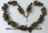 CGN416 19.5 inches chinese crystal & yellow tiger eye chips beaded necklace