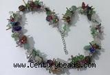 CGN417 19.5 inches chinese crystal & mixed gemstone chips beaded necklaces