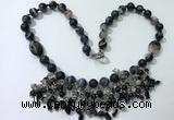 CGN477 21.5 inches chinese crystal & striped agate beaded necklaces