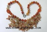 CGN480 21.5 inches chinese crystal & striped agate beaded necklaces
