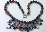 CGN486 21.5 inches chinese crystal & striped agate beaded necklaces