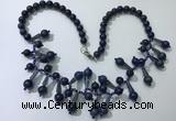 CGN505 21 inches chinese crystal & lapis lazuli beaded necklaces