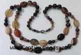 CGN582 23.5 inches striped agate gemstone beaded necklaces