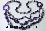 CGN597 23.5 inches striped agate gemstone beaded necklaces