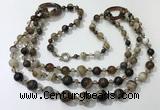 CGN611 24 inches chinese crystal & striped agate beaded necklaces