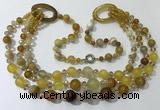 CGN612 24 inches chinese crystal & striped agate beaded necklaces