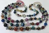 CGN614 24 inches chinese crystal & striped agate beaded necklaces