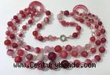 CGN624 24 inches chinese crystal & striped agate beaded necklaces