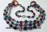 CGN632 24 inches chinese crystal & striped agate beaded necklaces