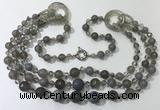 CGN638 24 inches chinese crystal & striped agate beaded necklaces