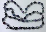 CGN663 22 inches chinese crystal & striped agate beaded necklaces