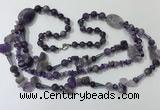 CGN680 23.5 inches chinese crystal & amethyst beaded necklaces