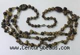 CGN686 23.5 inches chinese crystal & yellow tiger eye beaded necklaces